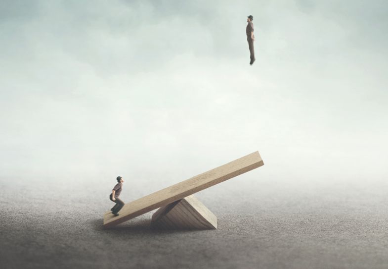 Illustration of two men traying to jump very high Illustration of two men traying to jump very high